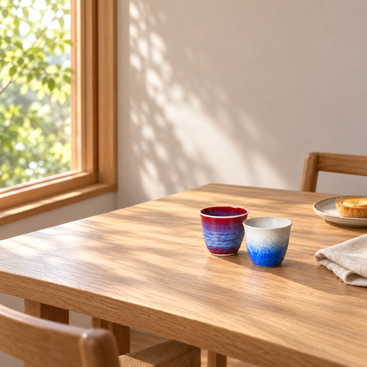 Fuji cups by a window