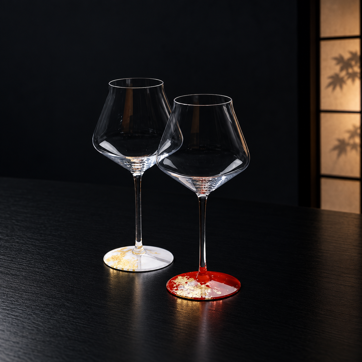Kishu lacquer wine glasses in evening light